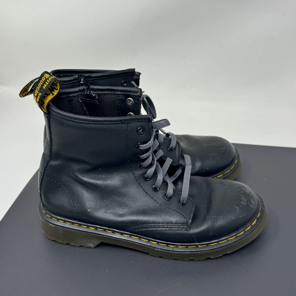 Dr. Martens Boots Womens 5 Black Leather Softy Combat 1460J Lace Up Side Zip
